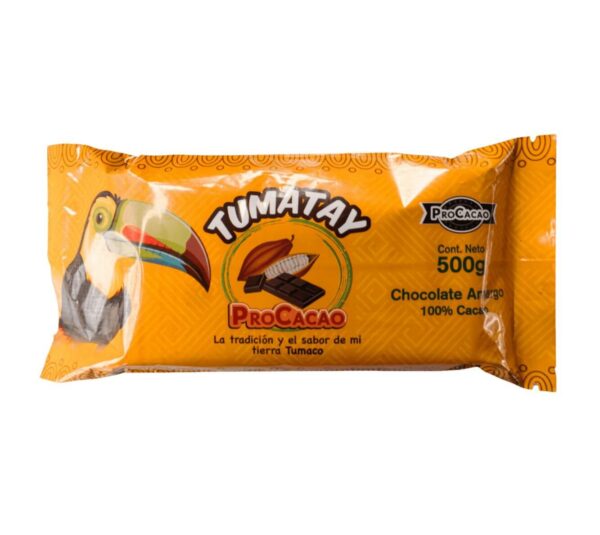 Chocolate de mesa Tumaco 100% cacao sin azúcar
